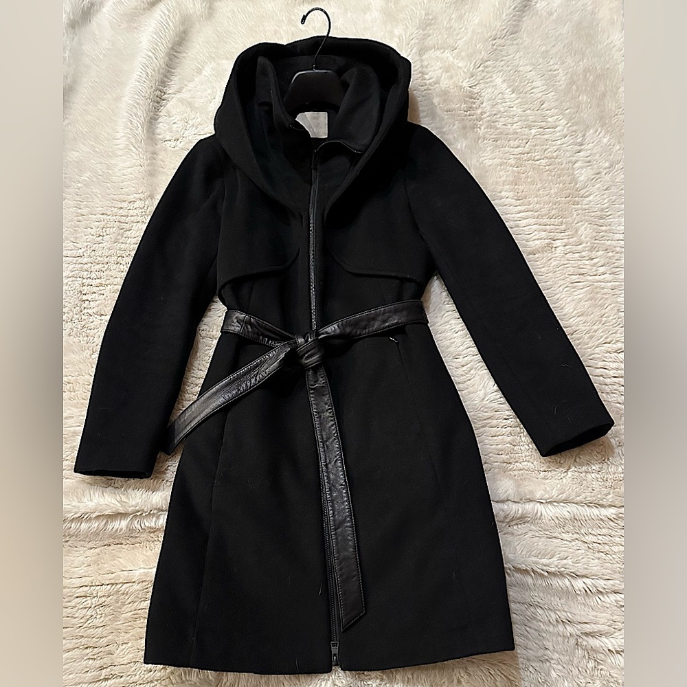 Soia & Kyo Arya wool coat w/ leather belt